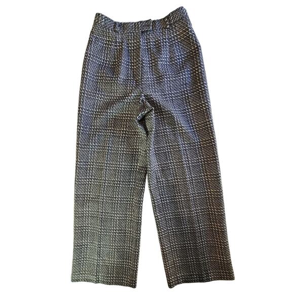 Talbots Herringbone Black & White Wool High Waist Straight Leg Pants Size 8 2530 - Picture 1 of 13